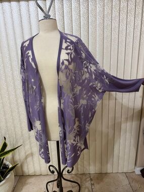 Lightweight Purple Floral Kimono Cover-Up